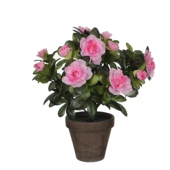 Castorama Azalea Rose Artificiel 20 X H.27 Cm En Pot Stan Gris ø11,5 Cm