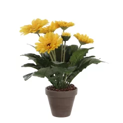 Castorama Gerbera Jaune Artificiel ø30 X H.35 Cm En Pot Stan Gris ø11,5 Cm