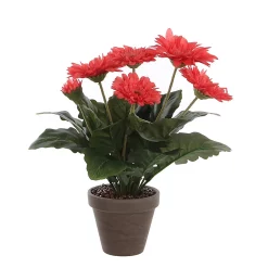 Castorama Gerbera Rose Artificiel ø30 X H.35 Cm En Pot Stan Gris ø11,5 Cm